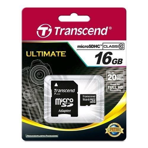 Transcend 16GB microSDHC Class10 U1 w/adapter TS16GUSDU1