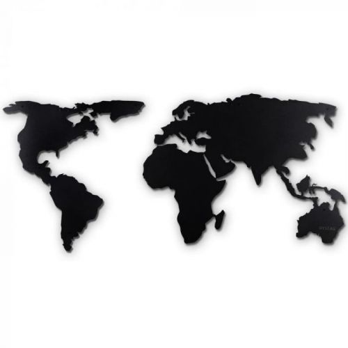 Čierna nástenná kovová dekorácia World Map XL