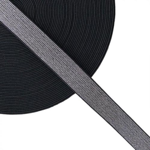 Guma hladká 2,5 cm glitter black silver