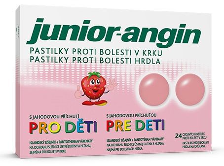 Junior-angin pastilky pre deti s jahodovou príchuťou 24 ks