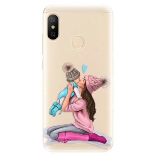 Odolné silikónové puzdro iSaprio - Kissing Mom - Brunette and Boy - Xiaomi Mi A2 Lite