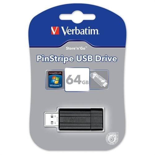 USB Kľúč 64GB Verbatim 2.0 PIN STRIPE BLACK 49065