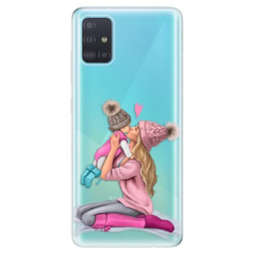 Odolné silikónové puzdro iSaprio - Kissing Mom - Blond and Girl - Samsung Galaxy A51