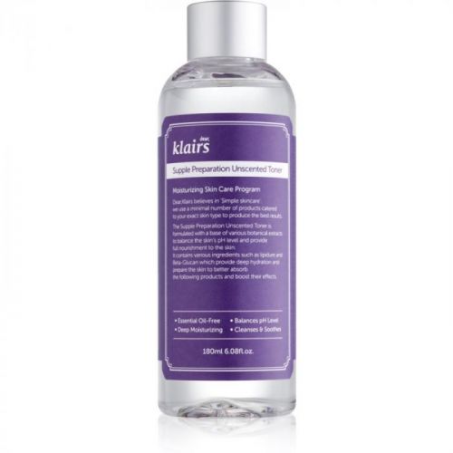 Klairs Supple Preparation hydratačné tonikum vyrovnávajúce pH pleti bez parfumácie 180 ml