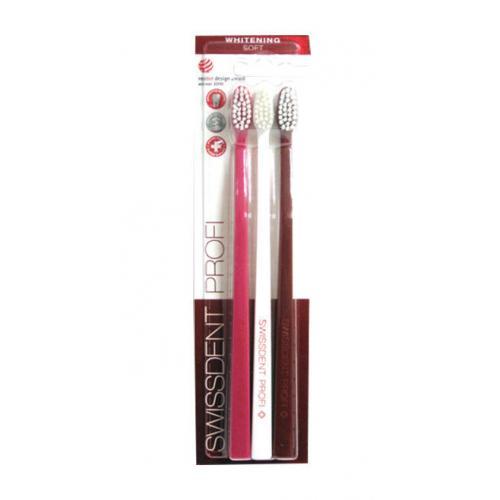 Swissdent Profi Whitening Trio 3 ks zubná kefka unisex White, Pink, Grey