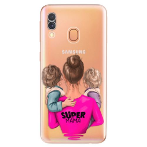 Odolné silikónové puzdro iSaprio - Super Mama - Two Boys - Samsung Galaxy A40