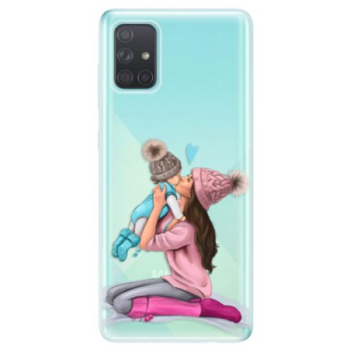 Odolné silikónové puzdro iSaprio - Kissing Mom - Brunette and Boy - Samsung Galaxy A71