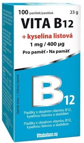 Vitabalans VITA B12 + kyselina listová pastilky 100 ks