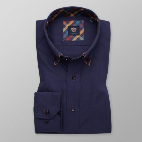Pánska košeľa Slim Fit tmavo modrá s kontrastnými prvkami 11592
