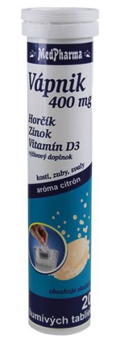MedPharma Vápnik 400 mg+Horčík+Zinok+Vitamín D3 eff 20tbl