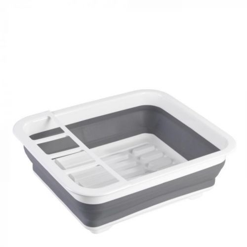 Bielo-sivý skladací odkvapkávač na riad Wenko Rack