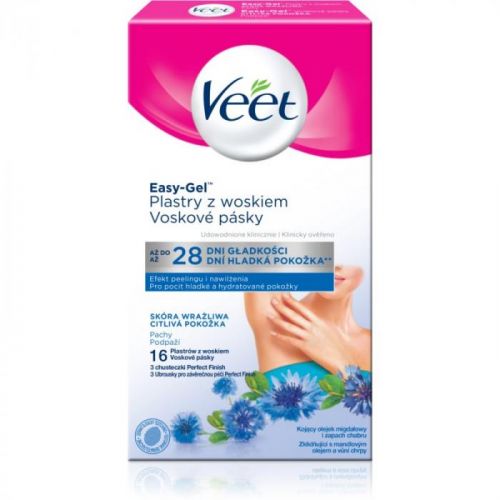 Veet Easy-Gel depilačné voskové pásiky na oblasť podpazušia pre citlivú pokožku 16 ks