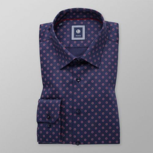 Košeľa Slim Fit bordový bodkovaný vzor (výška 176 - 182) 11085
