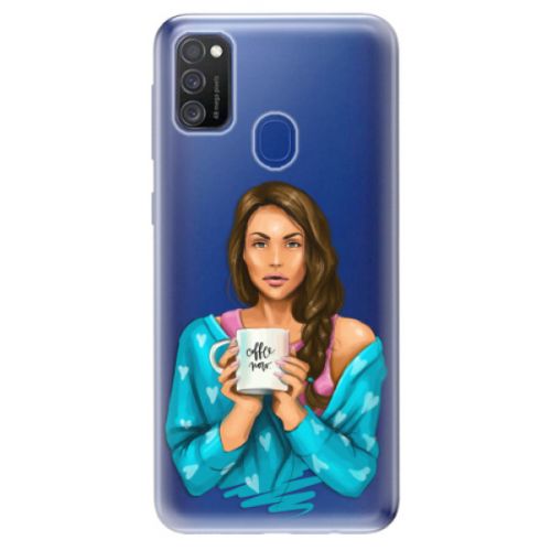 Odolné silikónové puzdro iSaprio - Coffe Now - Brunette - Samsung Galaxy M21