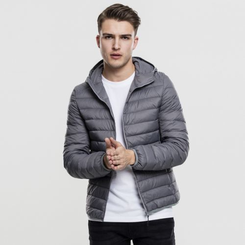 Urban Classics Basic Hooded Down Jacket darkgrey - S