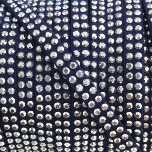 Semišová šnúra kamienky dark blue