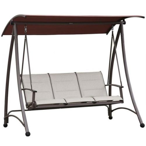 Hojdačka béžovo-hnedá pre 3 osoby YF-SW098