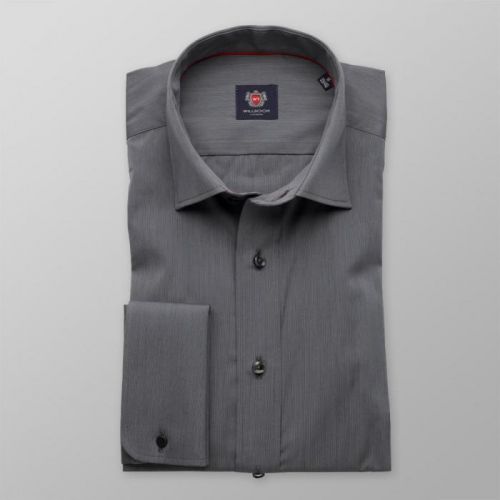 Pánska slim fit košeľa London (výška 176-182) 7914 v grafitové farbe s úpravou easy care