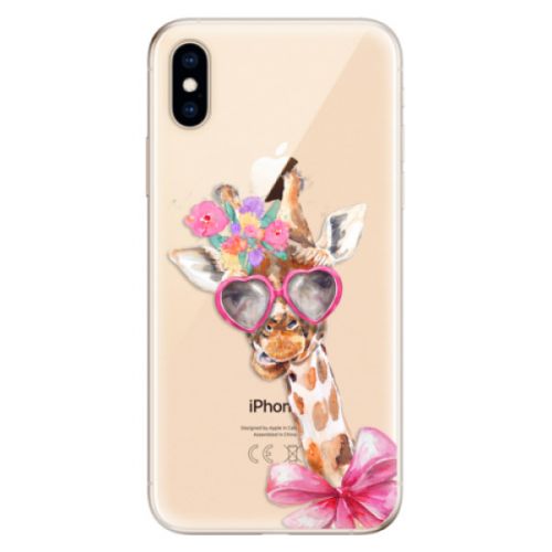 Odolné silikónové puzdro iSaprio - Lady Giraffe - iPhone XS