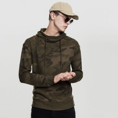 Urban Classics High Neck Camo Hoody olive camo - L