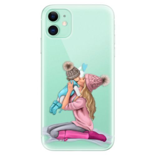 Odolné silikónové puzdro iSaprio - Kissing Mom - Blond and Boy - iPhone 11