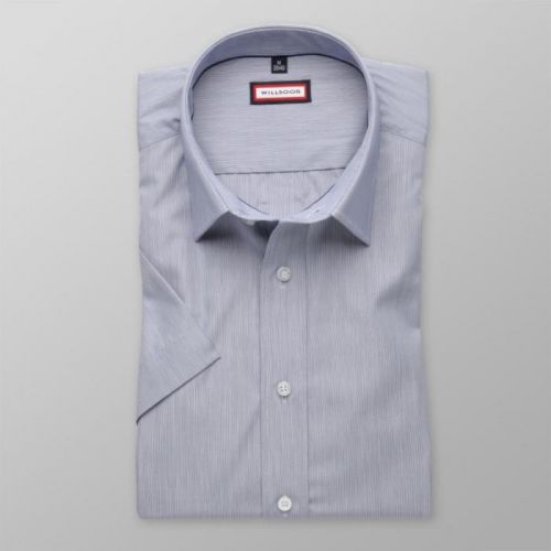 Pánska slim fit košeľa s krátkym rukávom (výška 176-182) 8101 v šedé farbe s úpravou easy care
