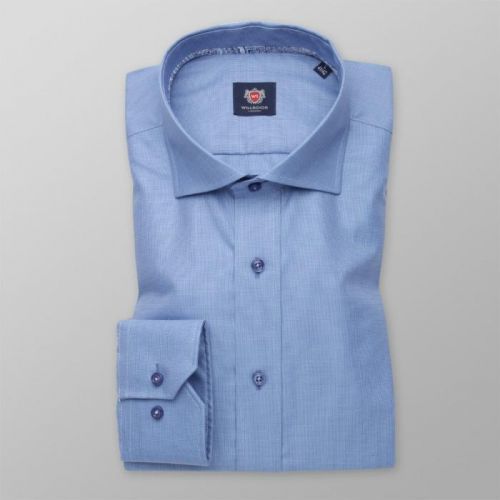 Pánska košeľa Slim Fit modrej farby s jemným vzorom 11380