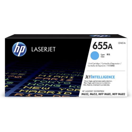 HP originál toner CF451A, cyan, 10500str., HP 655A, HP Color LaserJet Enterprise M652dn,M652n,M653dh,M653