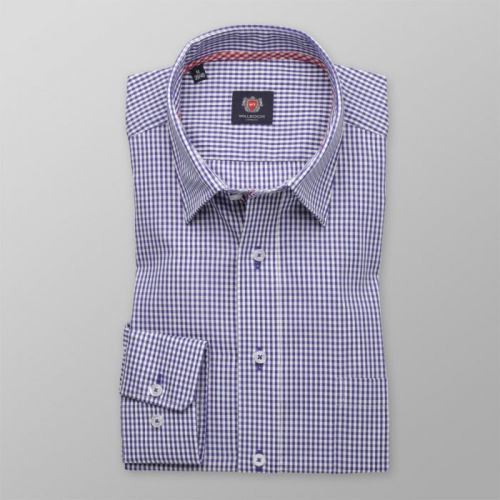 Pánska slim fit košeľa London (výška 176-182) 8649 s kockou a úpravou 2W Plus