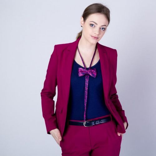 Dámske sako fuchsiovej farby s hladkým vzorom 11654