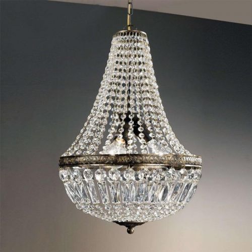 Závesná lampa Andara, krištáľové reťaze, Ø 40 cm
