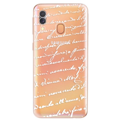 Odolné silikónové puzdro iSaprio - Handwriting 01 - white - Samsung Galaxy A40