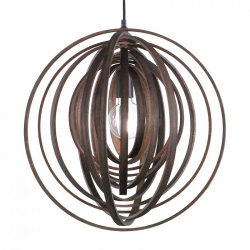 Závesná lampa Boolan s bambusovým tienidlom hnedá