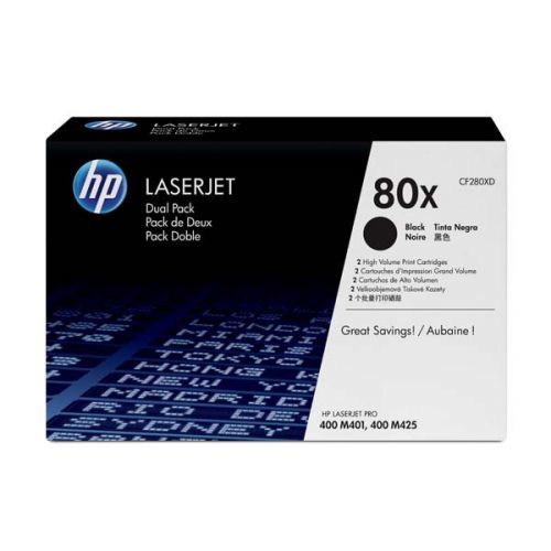 HP originál toner CF280XD, black, 6900str., HP 80X, HP LaserJet+, N, dual pack, 2000g