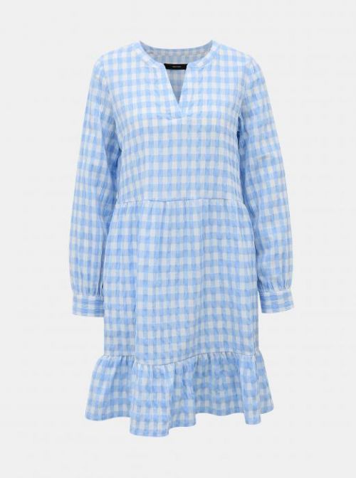 Bielo-modré kockované šaty VERO MODA Kimi