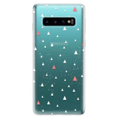 Odolné silikonové pouzdro iSaprio - Abstract Triangles 02 - white - Samsung Galaxy S10