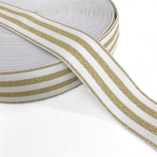 Guma hladká 4 cm LUREX GOLD off white