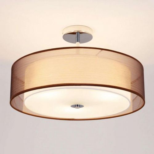 Stropné LED svietidlo Pikka s hnedým tienidlom