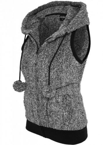 Urban Classics Ladies Melange Teddy Vest blk/wht - L