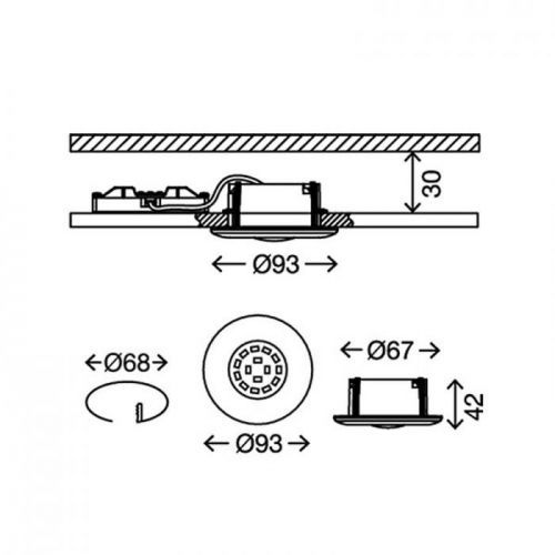 Biele zapustené LED svetlo Shower, IP65