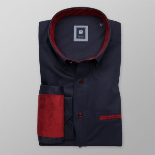 Košeľa typu Slim Fit s bordovými kontrastnými prvkami (výška 176 - 182 a 188 - 194) 10217