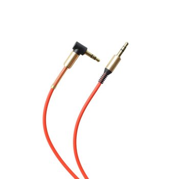 Lomený AUX kábel  2 x 3.5mm jack červený 1m