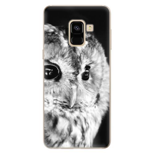 Odolné silikónové puzdro iSaprio - BW Owl - Samsung Galaxy A8 2018