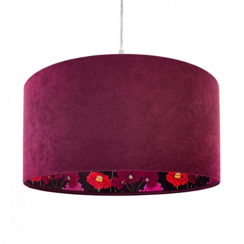 Závesná lampa Savanna so zamatovým tienidlom
