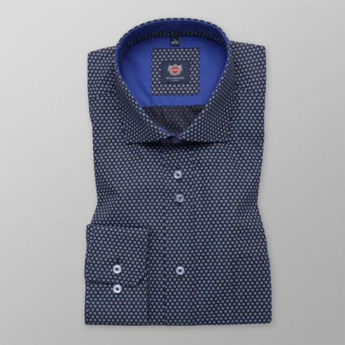 Pánska košele WR London v čierne farbe s modrými kvietky (výška 176-182) 4799