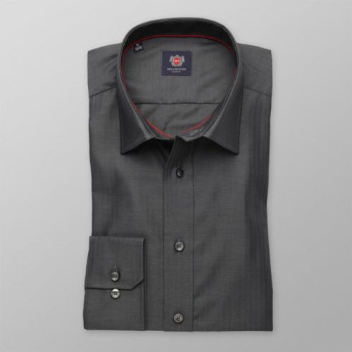 Pánska slim fit košeľa London (výška 176-182) 8296 v šedé farbe s úpravou  two-ply