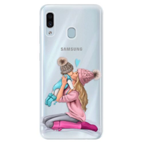 Silikónové puzdro iSaprio - Kissing Mom - Blond and Boy - Samsung Galaxy A30