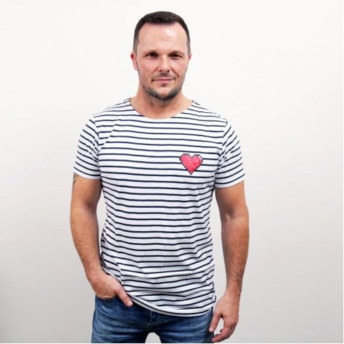 We love the 90's - Tričko 90's Stripe Tee - Muž, Navy, M