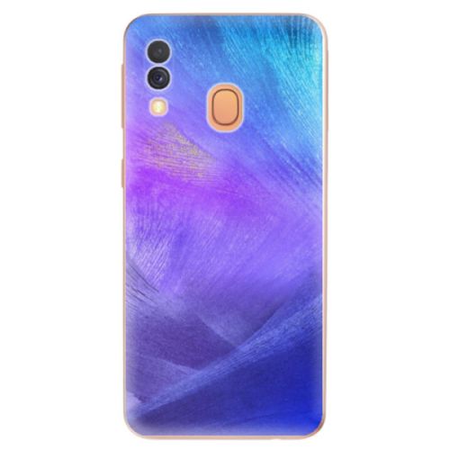Odolné silikónové puzdro iSaprio - Purple Feathers - Samsung Galaxy A40