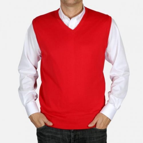 Pánska pletená vesta Willsoor 5027 v červené farbe